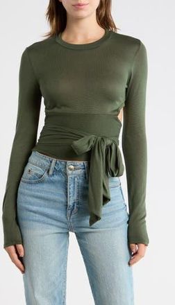 Go Couture Tie Back Top in Hunter Green Interlock at Nordstrom Rack, Size X-Large