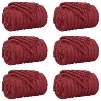 vidaXL Mantitas De Sof&aacute; 6 Pcs Rojo Burdeos 150 X 130 Cm Lana Vidaxl
