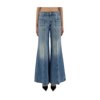 Diesel D-Akii Wijde Jeans - Dames - Jeans - Blauw - Maat: W30 Katoen