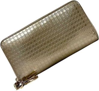 Dior Gold Leather Long Wallet (Bi-Fold) (Pre-Owned)