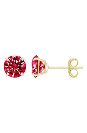 A&M 14K Yellow Gold Round Cubic Zirconia Birthstone Stud Earrings in Ruby at Nordstrom Rack