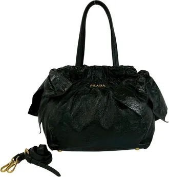 Prada Black Patent Leather Handbag Shoulder Bag Tote Bag (Pre-Owned)