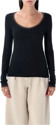 Remain Tops, Dames, Zwart, L, Geribbelde longsleeve top
