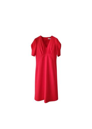Givenchy Red Wool Crepe Tea Dress Size 40