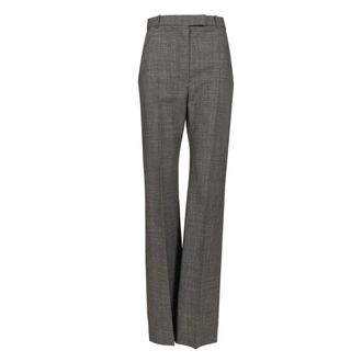 Alexander McQueen Wool Straight Trousers - female - Alexander McQueen - Straight Trousers - Gray - M - Trousers