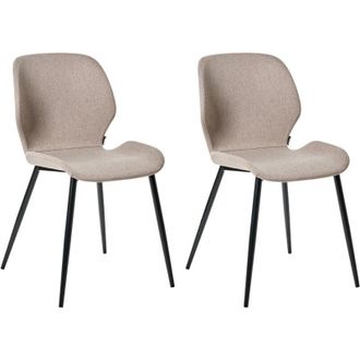 Beliani Beliani - Conjunto De 2 Sillas De Conferencia Modernas Tapicer&iacute;a De Poli&eacute;ster Patas De Hierro Muebles De Oficina Gris Pardo Holland