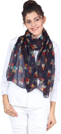 World of Shawls New Ladies Womens Celebrity Style Long Scarf Scarves Maxi Sarong (Navy Owl)