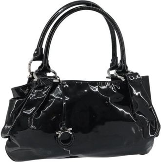 Ferragamo Pre-owned Handtas van Gecoat Canvas - Dames - Vintage Handtas - Zwart - ONE Size - Vintage