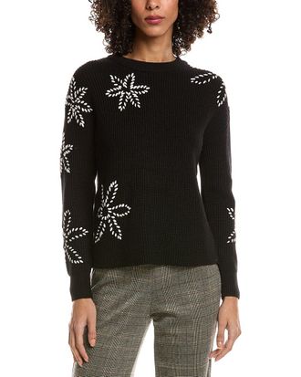 T Tahari Flower Embroidery Sweater