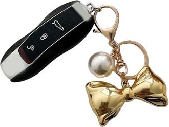 Generic Fashionable Gray Heart Key Chain Modern Bowknot Keyrings Ornament Gray Pearls Heart Key Chain for Bags and Phones Lanyard, Gold Butterfly Large, lengt