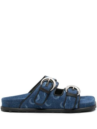 Marine Serre Moonogram-pattern denim sandals - Blue