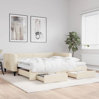 vidaXL Vidaxl - Sof&aacute; Cama Nido Con Cajones Tela Color Crema 100x200 Cm
