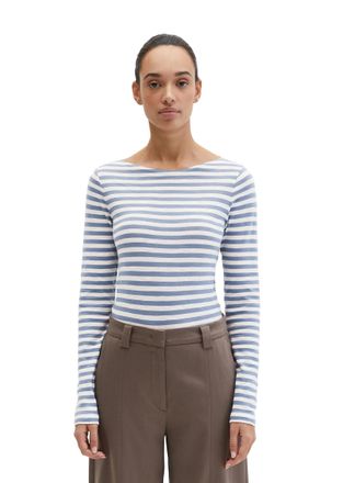 Marc O'Polo Langarmshirt MARC OPOLO, Damen, Gr. S, multi, fall sky, Single Jersey, Obermaterial: 100% Baumwolle, U-Boot-Ausschnitt, Shirts Langarmshirt, im sch&ouml;ne