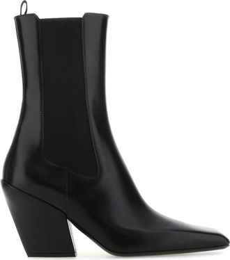 Prada Black Leather Ankle Boots