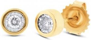 Allurez 0.14ct 14k Yellow Gold Diamond Round Stud Earrings