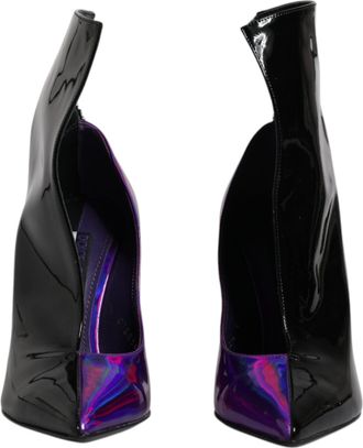 Dolce & Gabbana Purple Black Pointed Ankle Boots Womens Shoes