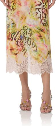 AFRM Ackley Midi Skirt In Pink Shell Swirl