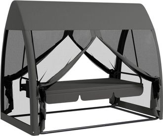 OUTSUNNY Garden Swing Chair Patio Hammock 3 Seater Bench Canopy Lounger Grey