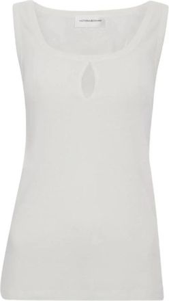 Victoria Beckham Split Tank Top - Dames - Tops zonder mouwen - Wit - M - Katoen - Tops