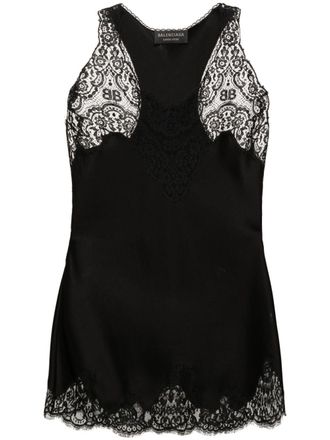 Balenciaga Tanktop met kant - Zwart