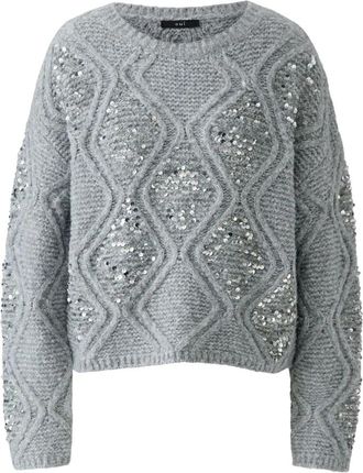 Oui Ronde hals gebreid - Dames - Ronde hals truien - Grijs - XS - Truien & Vesten