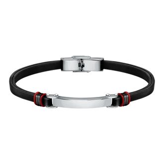 Sector Bandy Armband Zilver Zwart Roestvrij Staal Leer - Heren - Armbanden - Veelkleurig - ONE Size - Leer - Accessoires