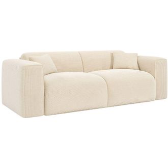 Vente-Unique Divano letto 3 posti express in velluto a coste beige Materasso 16 cm con memory foam - POGNIA