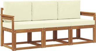 vidaXL Conjunto De Sof&aacute;s De Exterior 3 Uds. Natural Y Crema Vidaxl