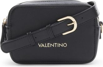 Mario Valentino Tassen, Dames, Zwart, ONE Size, Zwarte Faux Leren Crossbody Tas