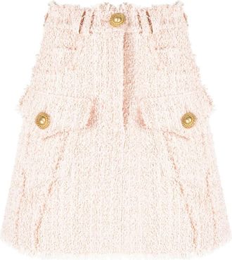 Balmain Beige Tweed Miniskirt Casual Style - Dames - Korte rokken - Beige - S - Tweed - Rokken