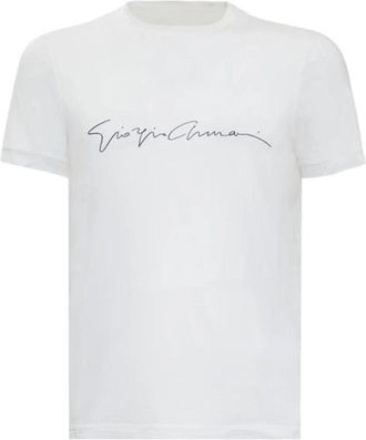 Giorgio Armani Signature Logo T-Shirt - Heren - T-shirts - Wit - XL - Tops