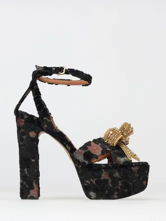 Kurt Geiger Sandalo Bow Platfrom Kurt Geiger London in velluto e canvas con fiocco gioiello