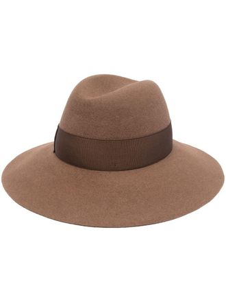 Borsalino ribbon-detail fedora hat - women - Wool Felt - L - Brown