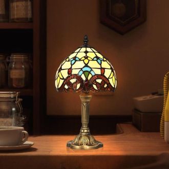OEM L&aacute;mpara De Mesa Estilo Tiffany, Pantalla De Noche De Vitral Artesanal, Decoraci&oacute;n De Mesa O Bar De Estilo Mediterr&aacute;neo Con Enchufe Para Sala De Estar