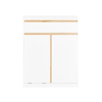 SoBuy Armario de ba&ntilde;o con cesto para ropa sucia blanco