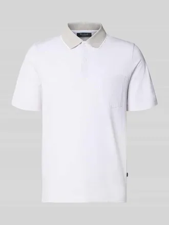 Maerz MAERZ Muenchen Regular Fit Poloshirt mit Strukturmuster und Brusttasche in Silber, Gr&ouml;&szlig;e 48