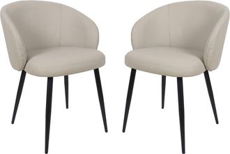 Manhattan Comfort Set Of 2 Looma Metal Vegan Leather Side Chairs