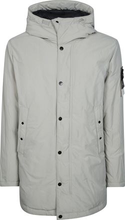 Stone Island Hooded Matte-Finish Long Puffer Down Coat