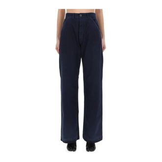 Maison Margiela Wide Trousers, female, Blue, Size: W27 Herringbone Trousers