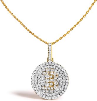 House of Brilliance 10K Yellow Gold 2-1/3 Cttw Diamond Bitcoin Letter B Pendant Necklace
