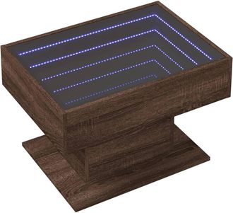 Berkfield Home Decorative Coffee Table with LED Brown Oak 70x50x45 cm Engineered Wood | Size: 70 x 50 x 45 cm