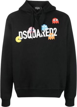 Dsquared2 Mens Pac Man Cool Fit Black Hoodie Cotton - Size Small