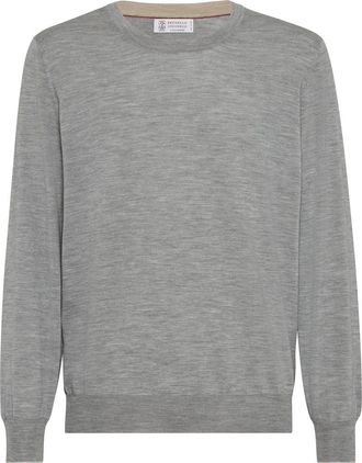 Brunello Cucinelli Lightweight sweater with patches in Light Grey at Nordstrom, Size 48 It