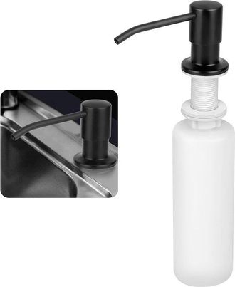 OEM Dispensador De Jab&oacute;n L&iacute;quido Para Fregadero De Cocina Empotrable - Bajo Encimera - Botella De 350 Ml - Acero Inoxidable - Negro