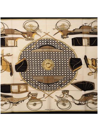 Herm&egrave;s 1900s Les Voitures A Transformation zijden sjaal - Wit