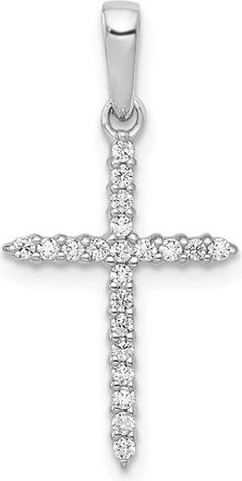 Diamond2Deal 10K White Gold 1/6ct. Diamond Cross Pendant