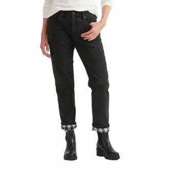 Eddie Bauer Boyfriend Flannel-Lined Jeans In Cinder Black
