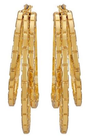 Vince Camuto Textured Layered Triple Hoop Earrings in Gold Tone at Nordstrom Rack