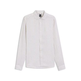 BOSS Regular-fit shirt in striped linen