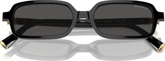 Miu Miu 51mm Rectangular Sunglasses in Black /Dark Grey at Nordstrom